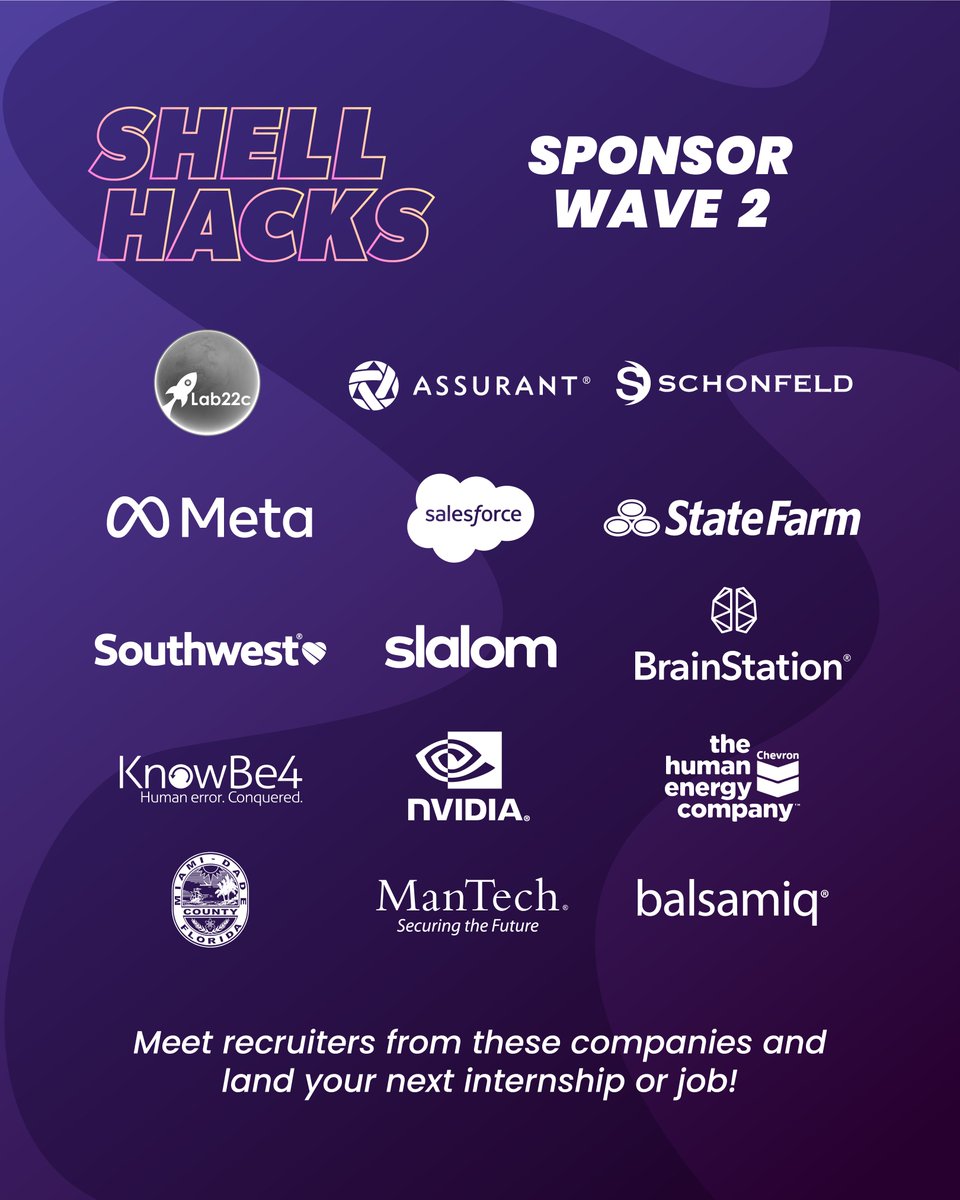 🌊 Our second wave of #ShellHacks 2022 sponsors is here! Connect with recruiters and learn about their opportunities at our sponsor fair. Register now at shellhacks.net #miamitech #hackathon 🌴
