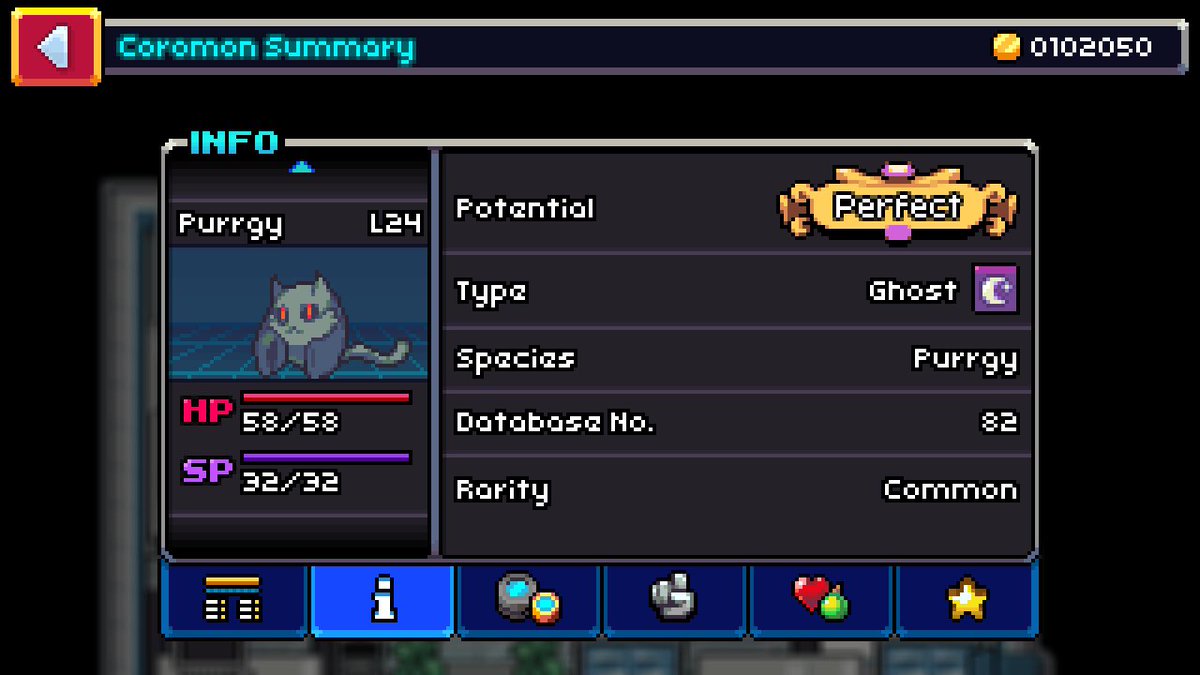 Strixite's tweet photo. Perfect Purrgy No.2 in the bag 😄

✨ 👻 🐱 

#Coromon #PerfectCoromon
#PotentHunting #PerfectHunting #IndieGame #PixalArt #MonsterTaming #TRAGsoft #FreedomGames #NintendoSwitch https://t.co/4HzFhFd62S
