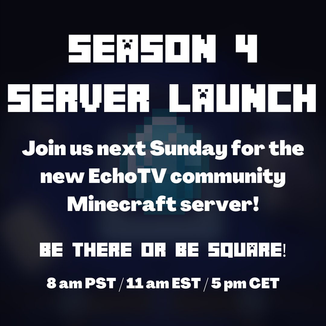 TeamEchoTV's tweet photo. Back to back posts?! Told you guys we were having a busy weekend! The new Minecraft server will go live on Sunday! We can't wait to see you guys there! https://t.co/MLa3anKWhs