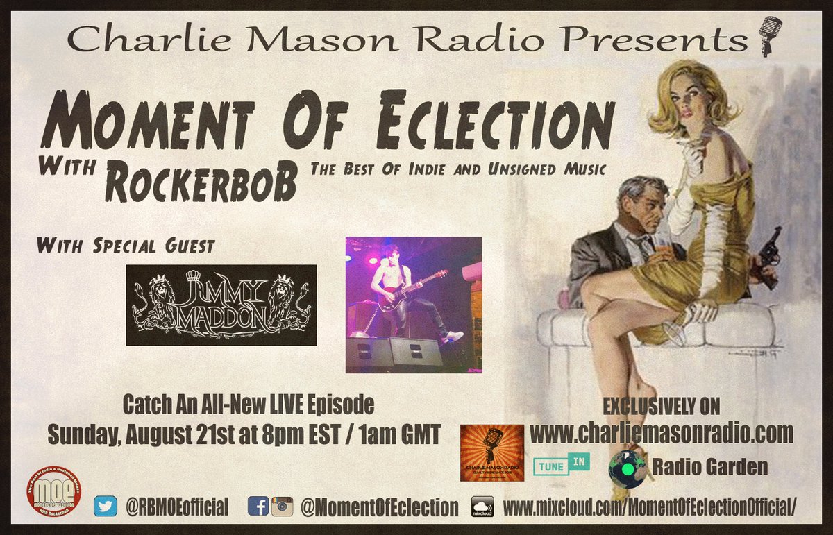 New show tonight at 8pm EST on @charliemasonva with tons of killer indie bands and special guest @jimmymaddon doing his first USA radio interview! Tune in and let's bring real radio back!