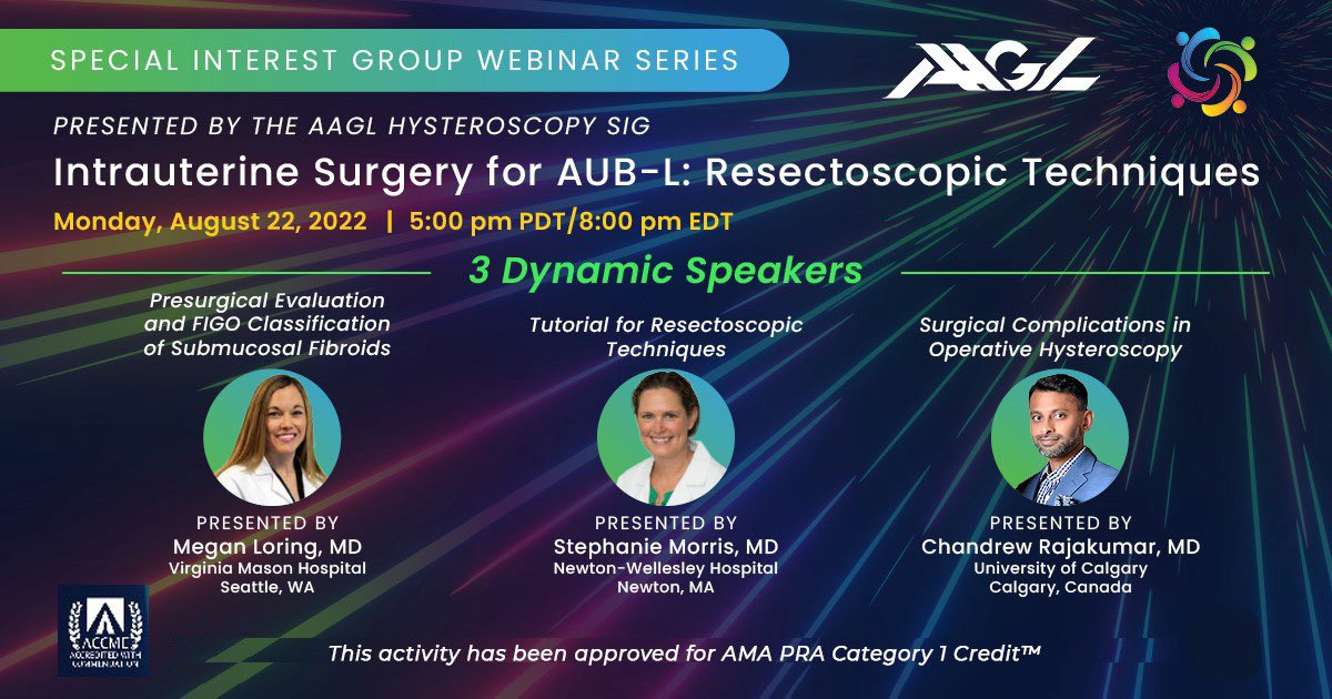 salazarMIGS's tweet photo. Don’t miss out on tomorrow’s webinar sponsored by @AAGL Hysteroscopy Special Interest Group — the focus is on Resectoscopic Surgical Techniques. @hysteronews @HysteroScopy @FibroidFoun #hysteroscopy #MIGS #gynsurgery #fmigs #surgeryu
Zoom Registration:
https://t.co/DoAXJAfg6M https://t.co/IjYSDnI7sO