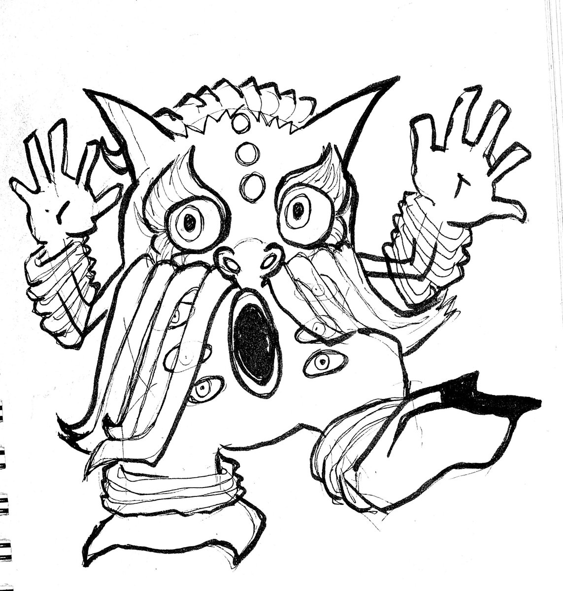 DenimKnightDD's tweet photo. Met a mysterious little fun (fun fun fun) man during a bad LSD trip with @Bird_The_Robot #sketchbook #DMTentity https://t.co/z0zG5uZiBj