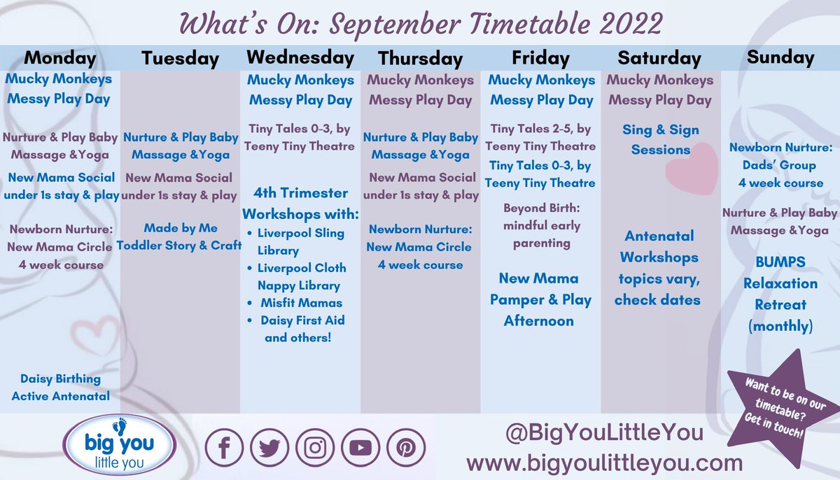 Lots on here in September! 

#Antenatal classes #BabyMassage including sessions for Dads 

linktr.ee/bigyoulittleyou