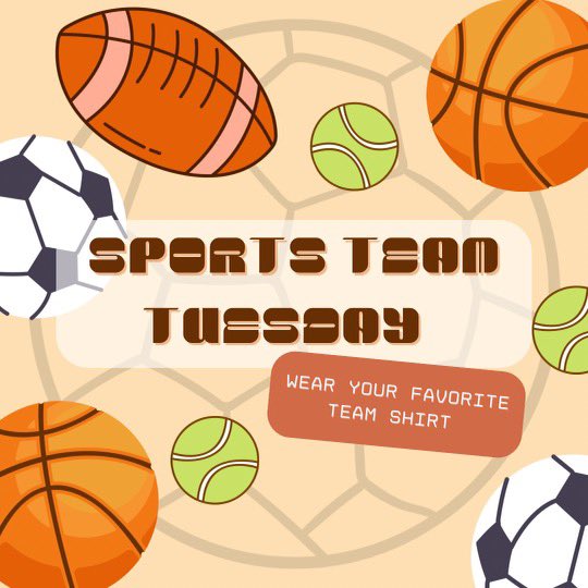 TUESDAY 8/23- wear your favorite team shirt