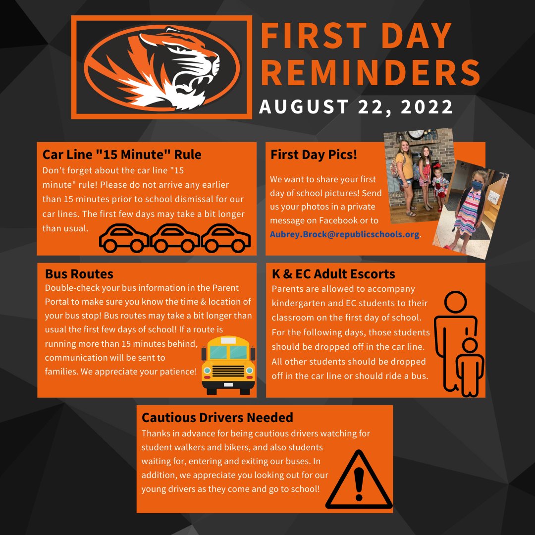IT'S HERE! Tomorrow we launch a new school year! We know it's going to be a great one. Don't forget these important notes as we start a safe school year together. #RepMOProud