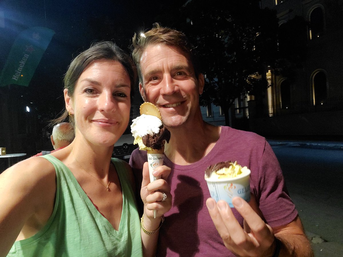 KDownesSport's tweet photo. Mission accomplished in Rome. A final gelato of the week with @LeonTaylorGB. Commonwealth Games followed by European Championships. Record-breaking performances by British divers, and a lot of fun with @BBCSport https://t.co/ysWy6JEsdr