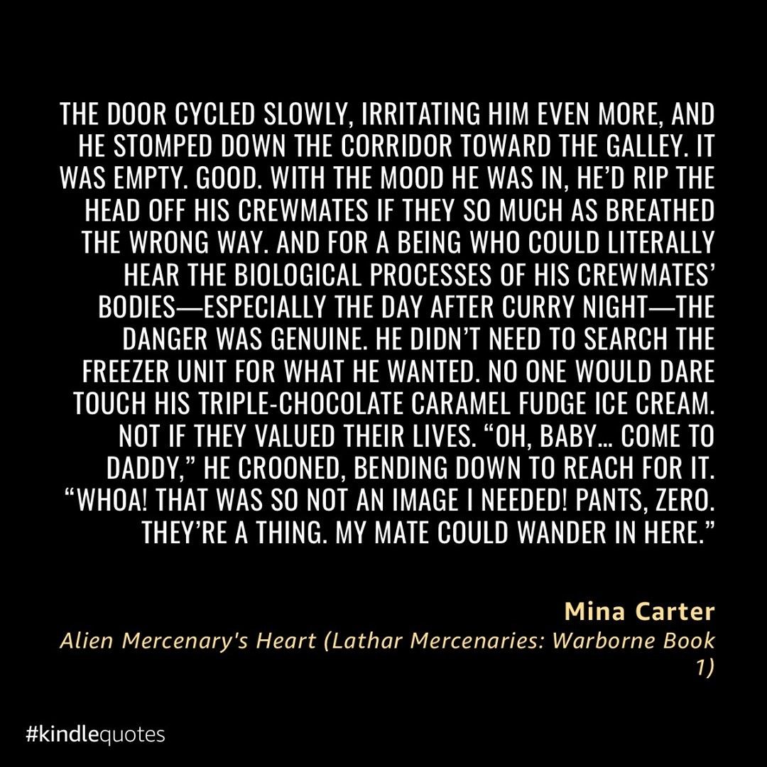 How about a little something from Alien Mercenary's Heart... Apparently 'pants are a thing' on the Sprite.
.
.
What's your favourite book quote?

books2read.com/alienmercsheart