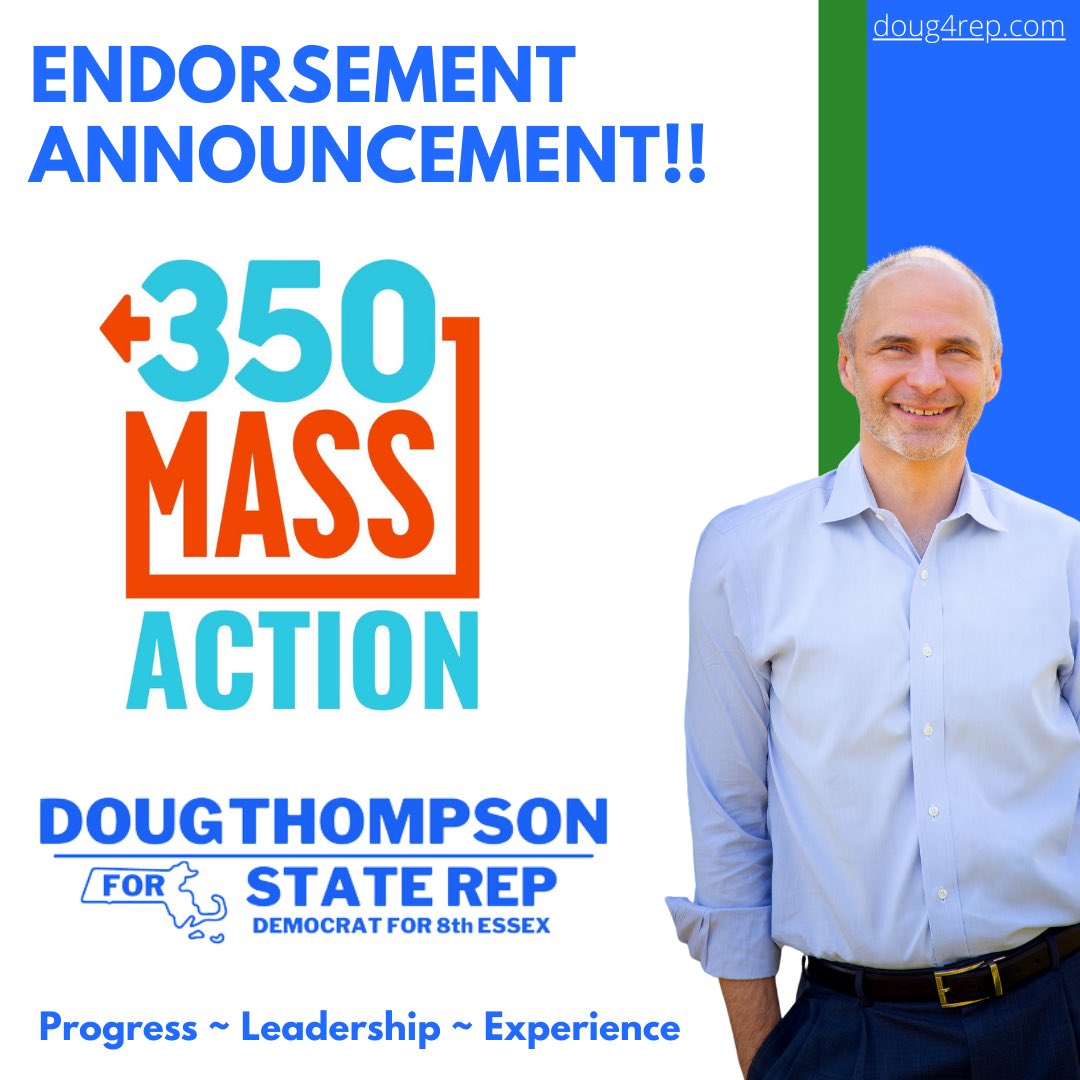 Doug4StateRep's tweet photo. Endorsed by 350 MassAction. Their mission is to address the climate crisis. They appreciate my well thought out and progressive platform on this issue. #ClimateCrisis #environment #marblehead #swampscott #lynnma #doug4rep https://t.co/akmS7zvU2q