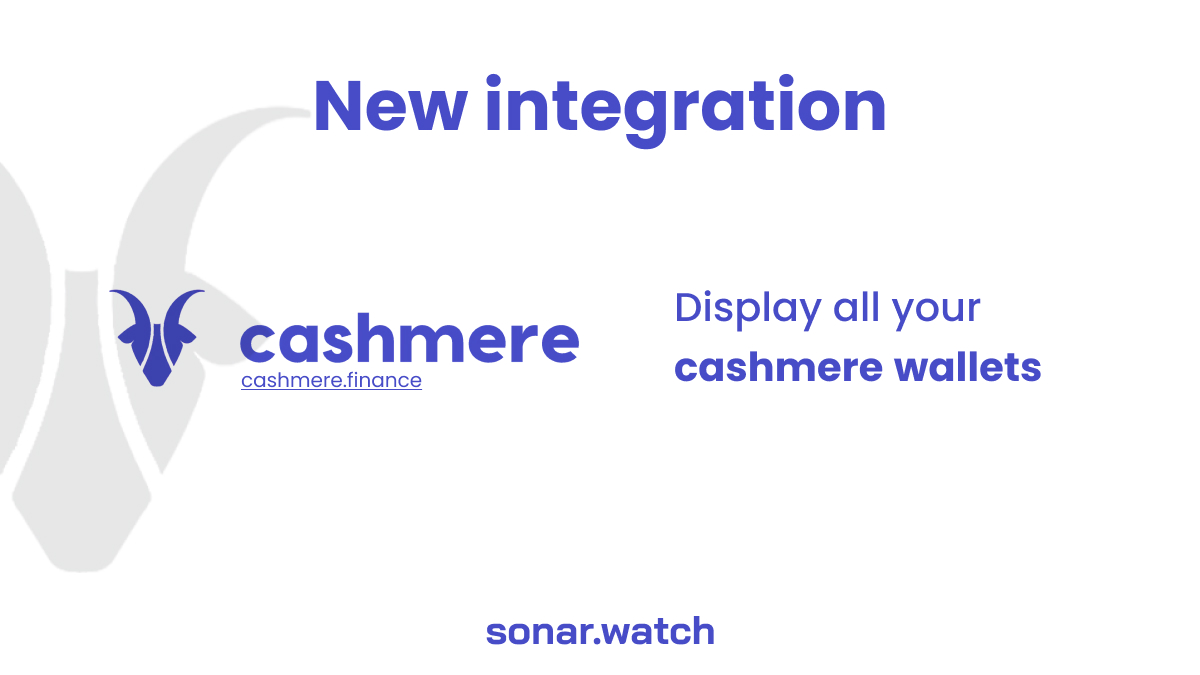 <a href="/HedgeLabs/">Hedge Labs (🏝,🏝)</a> 3 - A small but useful integration with <a href="/CashmereWallet/">Cashmere</a>!

You will now be able to see if you have access to a cashmere vault directly from sonar.watch