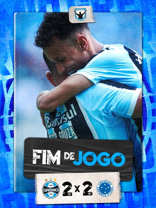 Grêmio sai atrás, vira o jogo, mas cede o empate e fica no 2 a 2 com o Cruzeiro