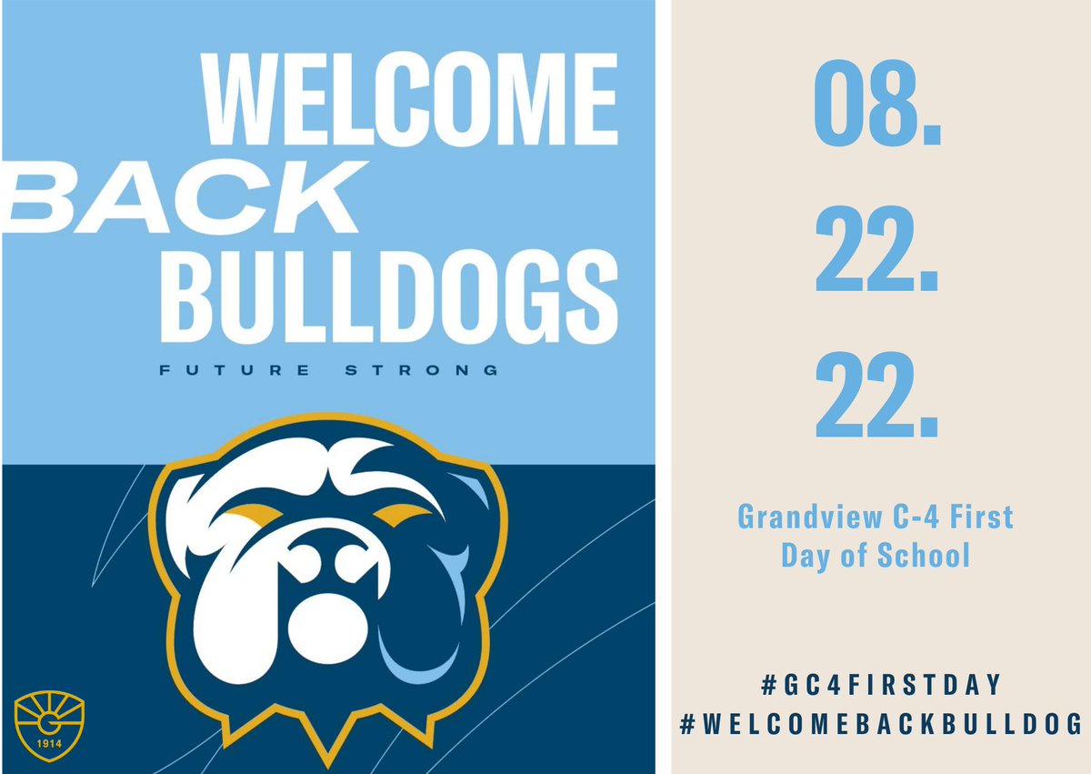 GrandviewCSD4's tweet photo. One more day until #WelcomeBackBulldog Day! We cannot wait to see you all. #GC4FirstDay. https://t.co/XTVv9ljngY