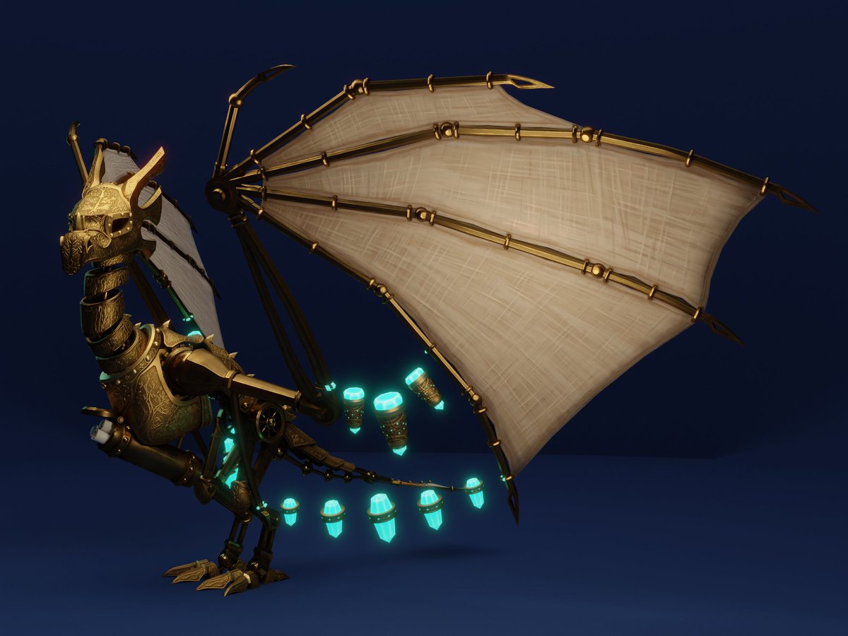 Fennec_Fyre's tweet photo. Finally finished my clockwork wyvern project! It was a great learning experience both for Blender and for non-organic subjects. https://t.co/dZNmfOlT09