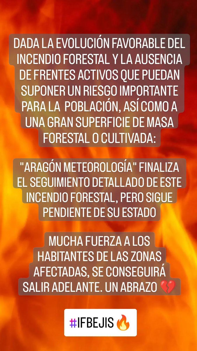 AragonMeteo's tweet photo. 🔥#IFBejis| Aragón Meteorología finaliza el seguimiento detallado de este gran incendio forestal ante la buena evolución del mismo. Consulta su estado en los canales oficiales. https://t.co/vIH4MMQZG2