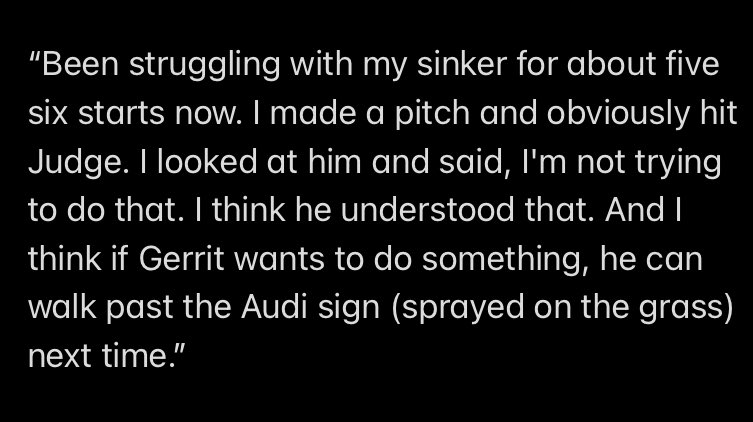 RT @ShiDavidi: Alek Manoah on his exchange with Aaron Judge and Gerrit Cole’s reaction: https://t.co/NIYE9mfmj8