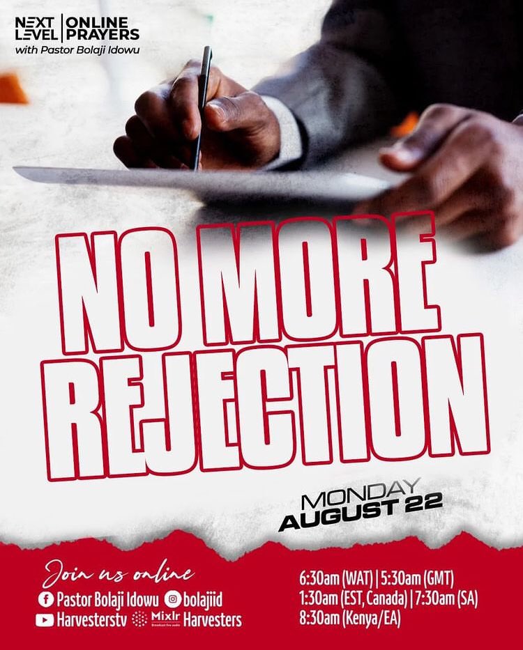 UncleGeeOfZion's tweet photo. Every rejection has turned into ACCEPTANCE!

Join us this week 

Invite someone!
#Monday
#NoMoreRejection
#NLP
#NextLevelPrayers 
#NLPWithPastorBolaji https://t.co/2jFlMalnc2