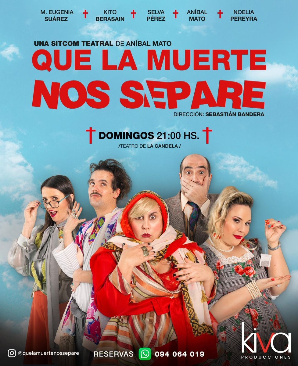 TEATRO DE LA CANDELA - DOMINGOS 21 hs  
La comedia que te lleva al más allá de la diversión
Dirección: #sebastianbandera
Elenco: #noeliapereyra - #kitoberasain - #selvaperez - #anibalmato - #mariaeugeniasuarez 
Reservas: 094064019
#quelamuertenossepare #teatro #comedia #lacandela
