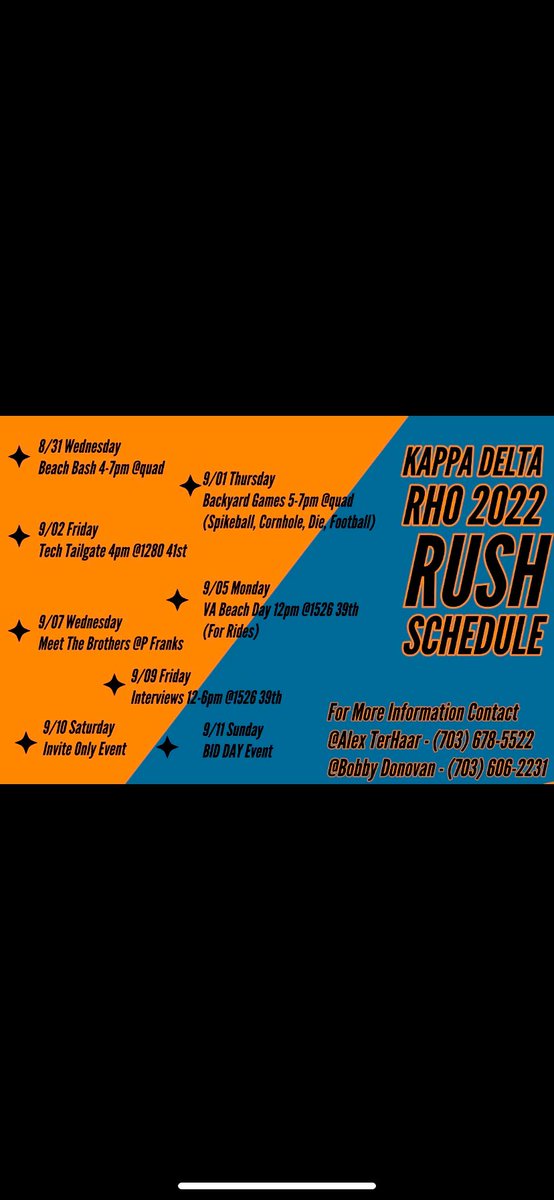 Our Fall 2022 rush schedule is here!🦁🟠🔵🟠🦁#rushtherho