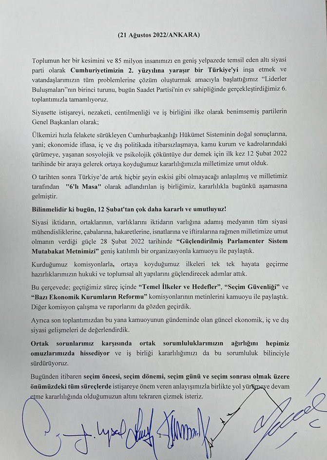 Ahmet Kasım Han On Twitter Altılı Masa Bildirgesinin Içeriği Ileriye Doğru Sürecin Nasış