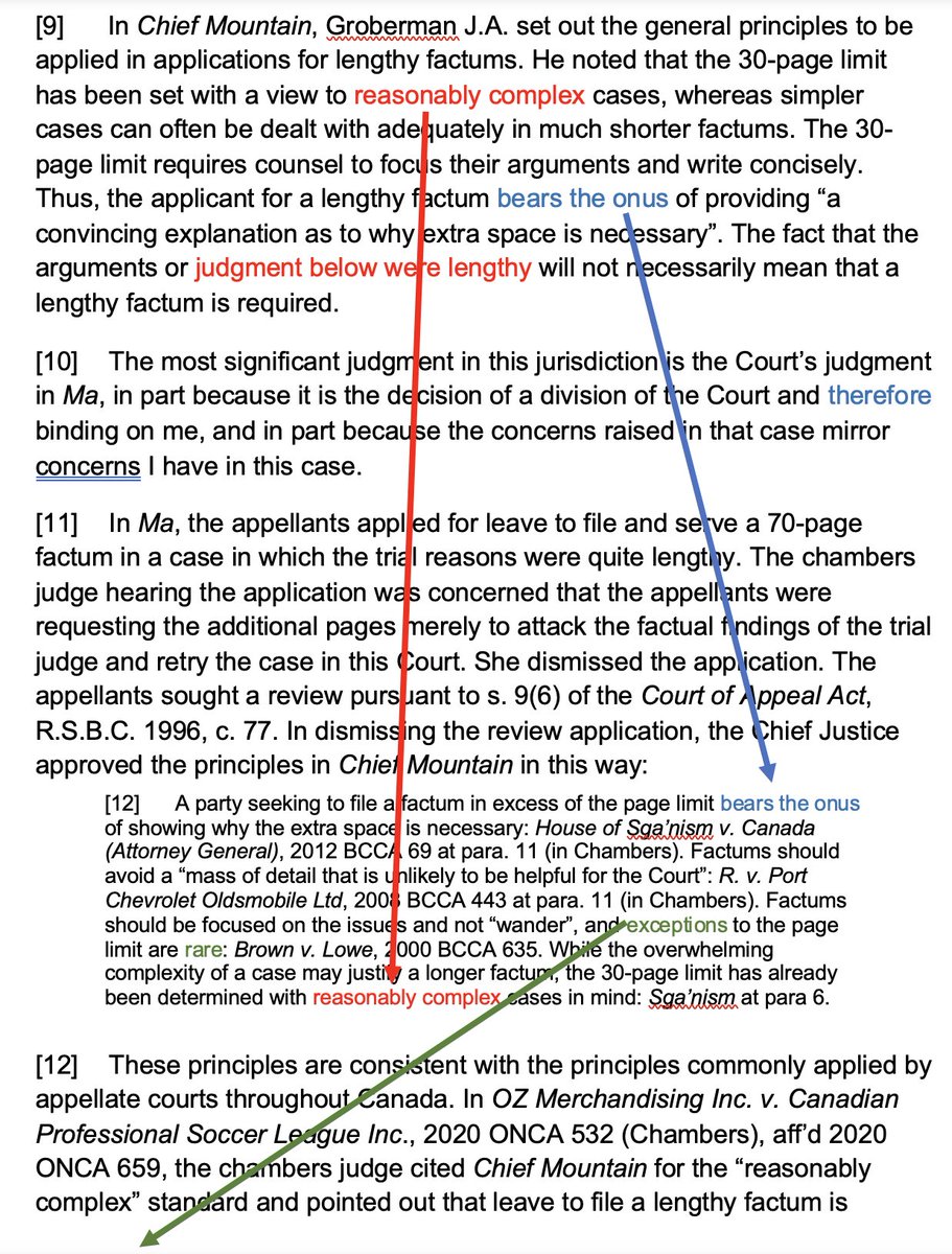 legalwritingpro's tweet photo. Admonishing lawyers to write concisely, the British Columbia Supreme Court dismissed a request to extend page limits from 30 to 80.

Fair enough. But do judges wonder why so much legal writing is verbose? Take this court's discussion of . . . the virtues of concise writing. 

1/ https://t.co/VTmZaOUFNT