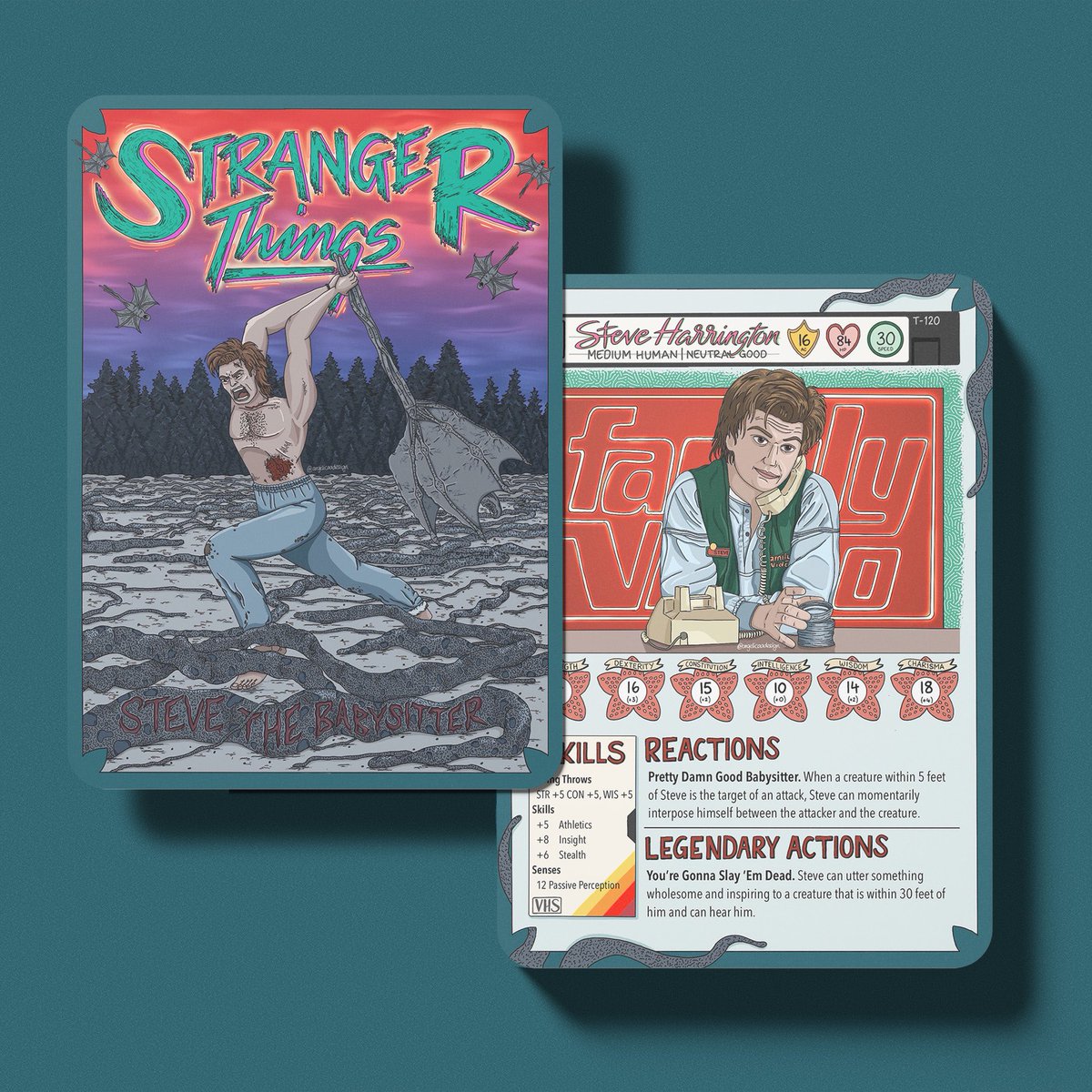 _angelicadesign's tweet photo. What #steveharrington mini #dnd character card would look like #StrangerThings4 #joekeery #FANART #illustration https://t.co/x1M2EklAgj