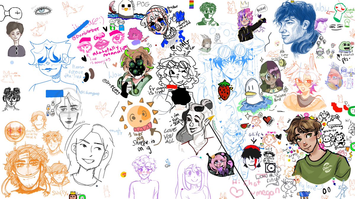 all the drawings from chat today!! thank you so much for drawing with me :D 