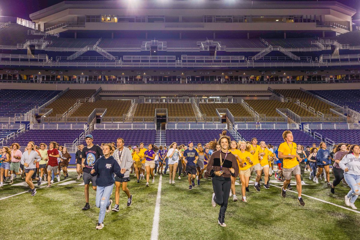 JMU's tweet photo. Our new Dukes just took “Brighten the lights of Madison” to another level with a night of friends, fun and a little dancin’ 🐸💛 under the lights of Bridgeforth Stadium. https://t.co/09FaJGcqRr