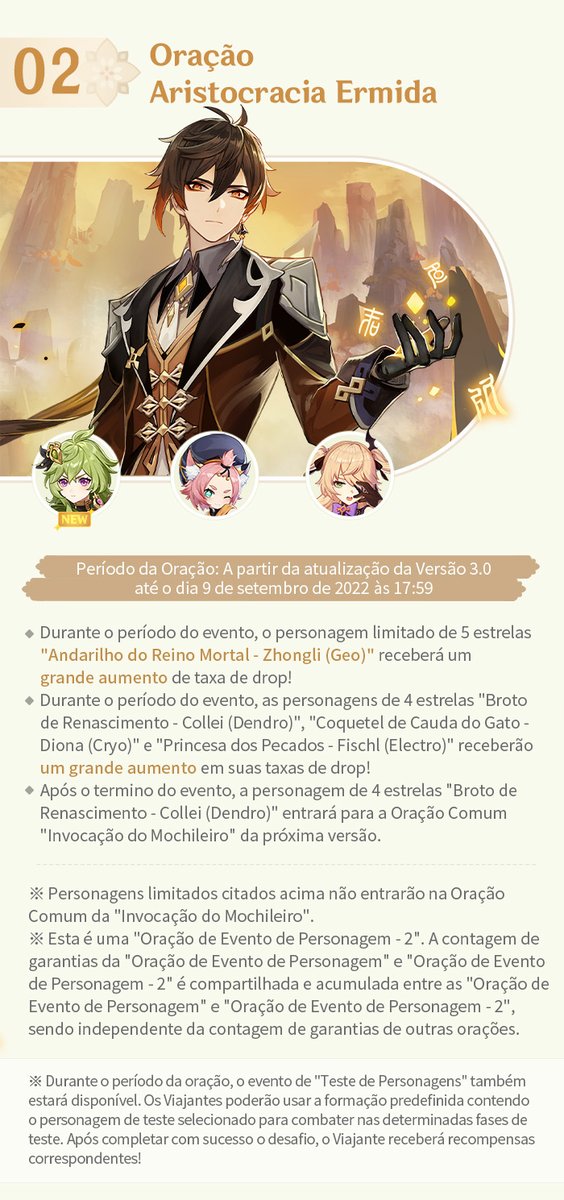 Novo banner de personagens - Aristocracia Ermida - Genshin PRO