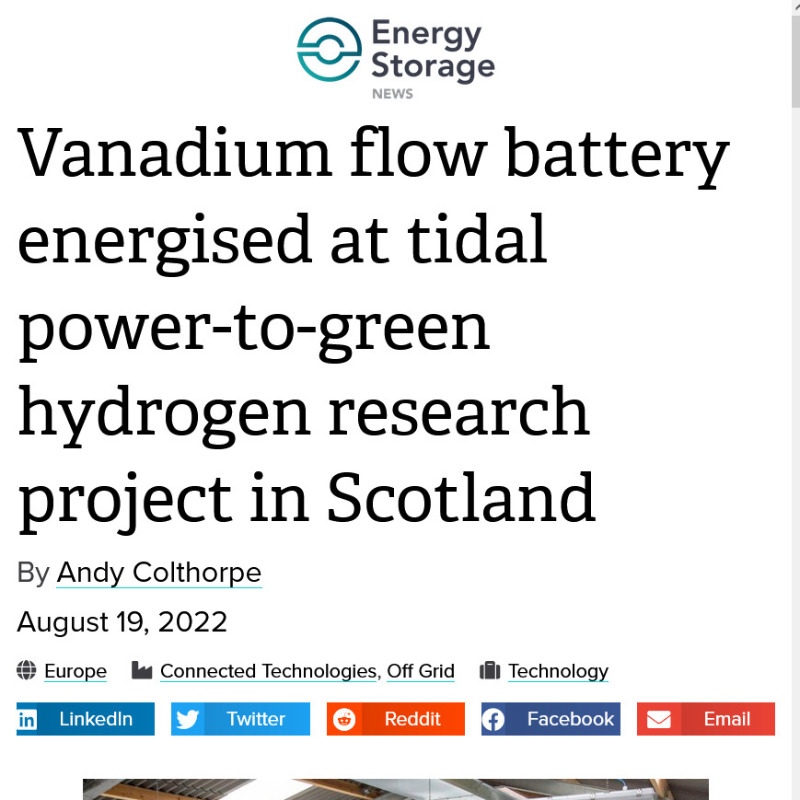 Vanadium_EU's tweet photo. A 1.8MWh vanadium redox flow battery (VRFB) has been installed and energised at the European Marine Energy Centre (EMEC) test site in Scotland’s Orkney Isles.

#vrfb #batteries #Europe #hydrogen