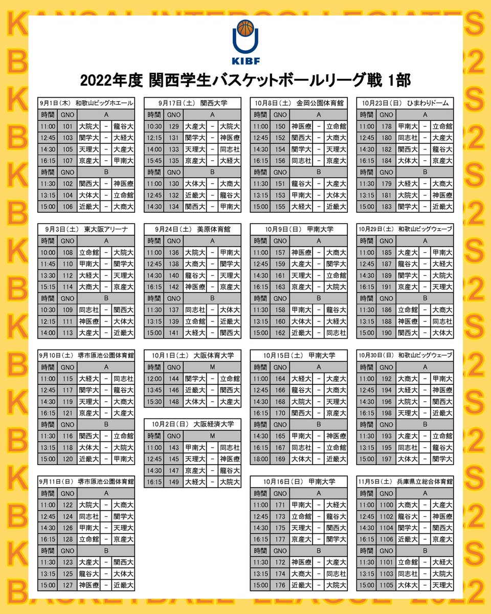 kibf_info's tweet photo. 《お知らせ》

2022年度関西学生バスケットボールリーグ戦についてお知らせいたします。

詳しくはHPをご覧ください🔽
https://t.co/boutrq5oxe

#kibf
#リーグ戦
#関西学生バスケ
#大学バスケ https://t.co/rcQdOGfFeo