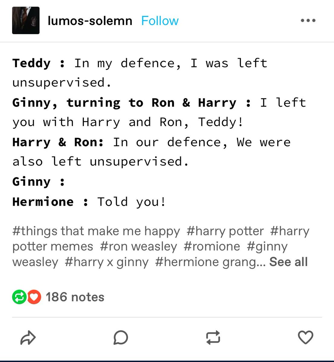MuggleNet's tweet photo. Can we have a spinoff of Ron and Harry babysitting Teddy, please? #TwoMenAndABaby https://t.co/JGvfTrwC77