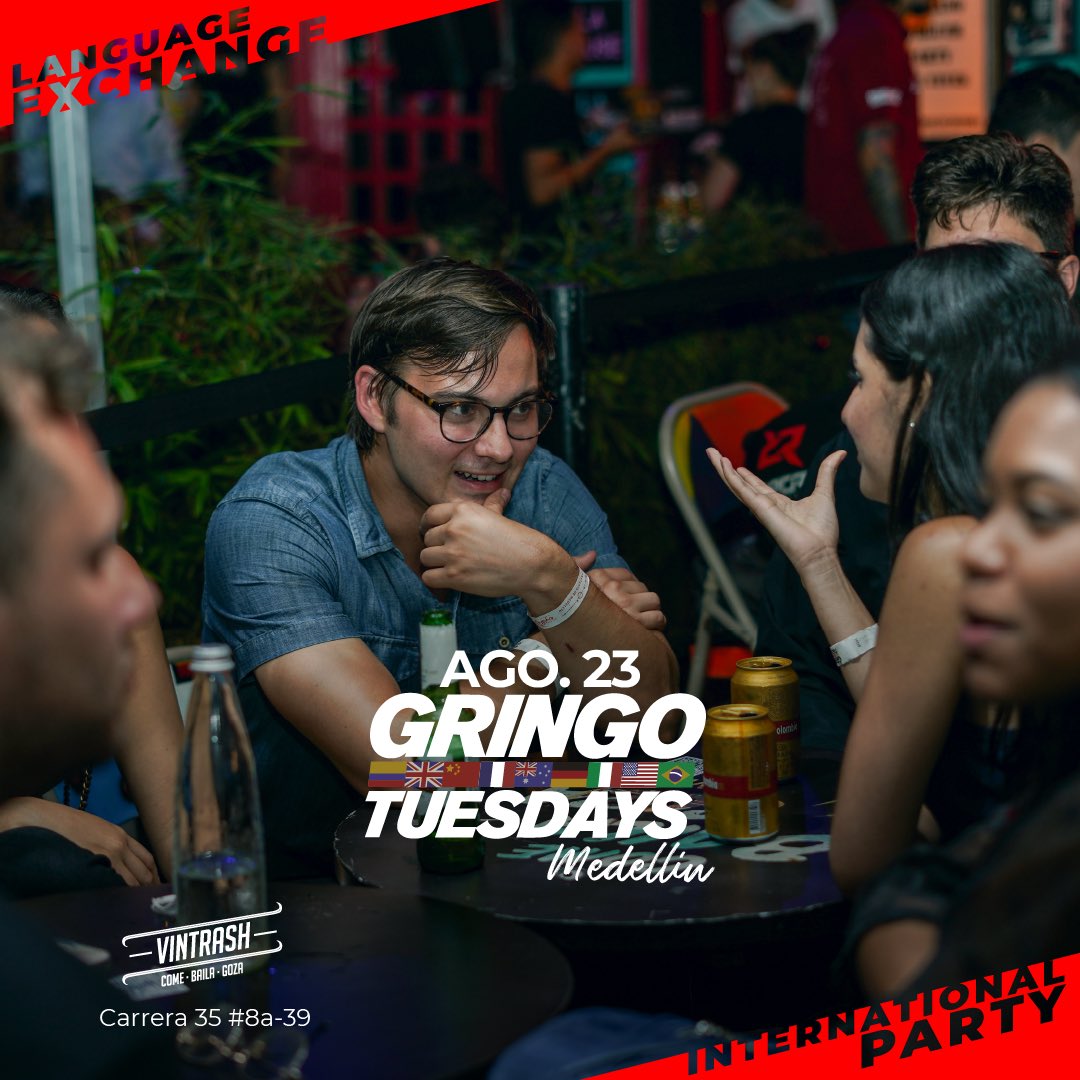 GringoTuesdays's tweet photo. En @GringoTuesdays tienes la oportunidad de conocer personas de otros países y apresenta de su cultura mientras practicas idiomas🔥🔥🔥

Ven a divertiré con tus amigos 😎

#bogota #medellin #airhockey #graffiti #gringotuesdays #intercambiodeidiomas #fiestainternacional https://t.co/UjuR2pckhb