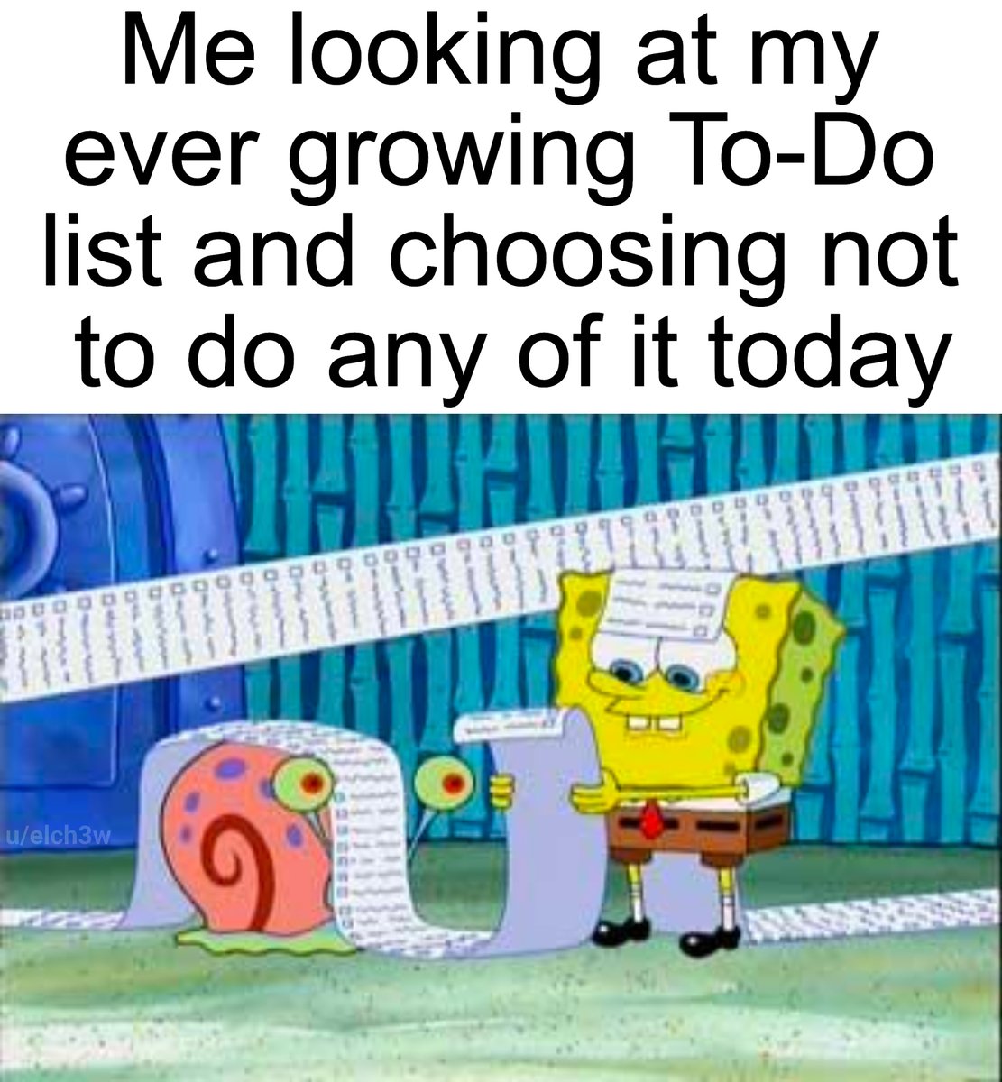 funnym3mz's tweet photo. Just another day of procrastinating
via u/elch3w (Reddit)
#memesdaily #Memes #dankmemes #SpongeBobSquarepants #relatable https://t.co/xEhFsvD7IL