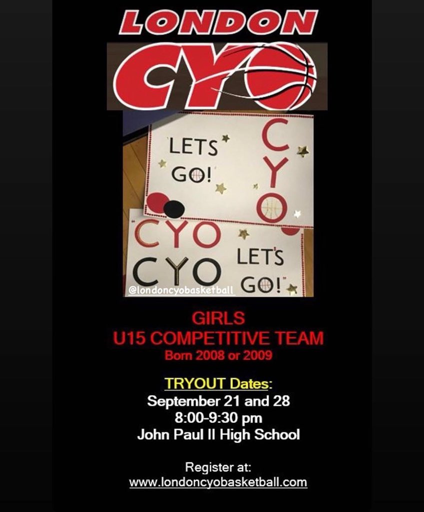 LondonCYO's tweet photo. Tryout dates and locations are set! Check the pictures below and be sure to register on our website! https://t.co/gytZW3w8K6