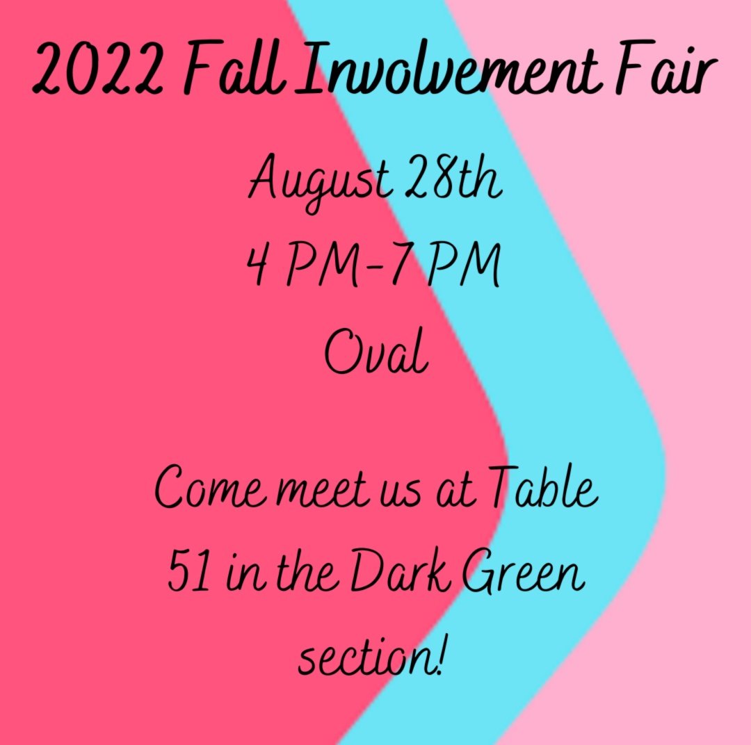 Even though the Involvement Fair has been postponed to next Sunday, we will still have a table set up on the Oval. Come and say hi!