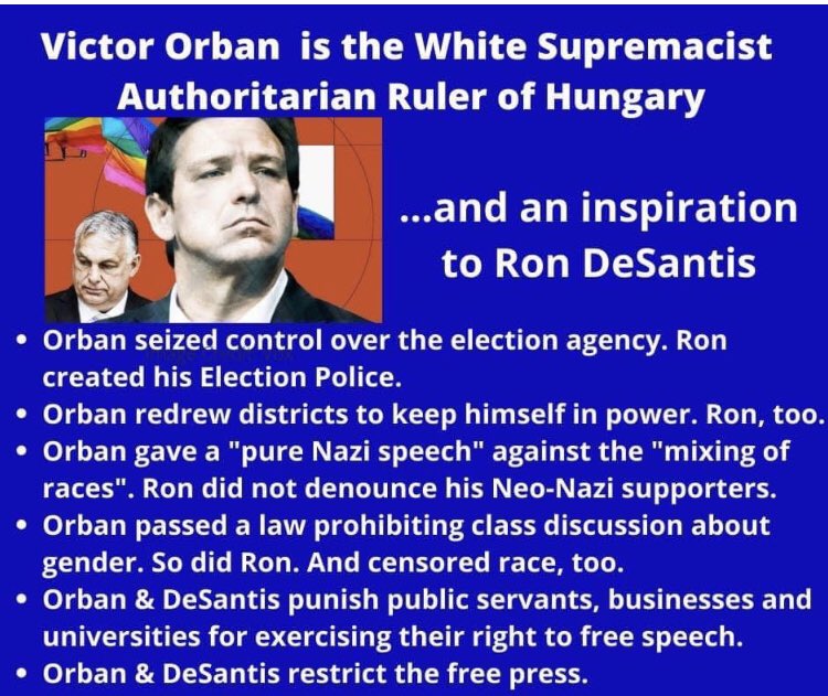 lesleyabravanel's tweet photo. Tuesday is the day Florida Democrats deem their DeSantis destroyer. No matter who it is, we all have a common goal and that is to #RemoveRon.
#OrbanDeSantis #DeSantisIsAFacist #DeSantisDestroysFlorida https://t.co/B5nPmMZPRD