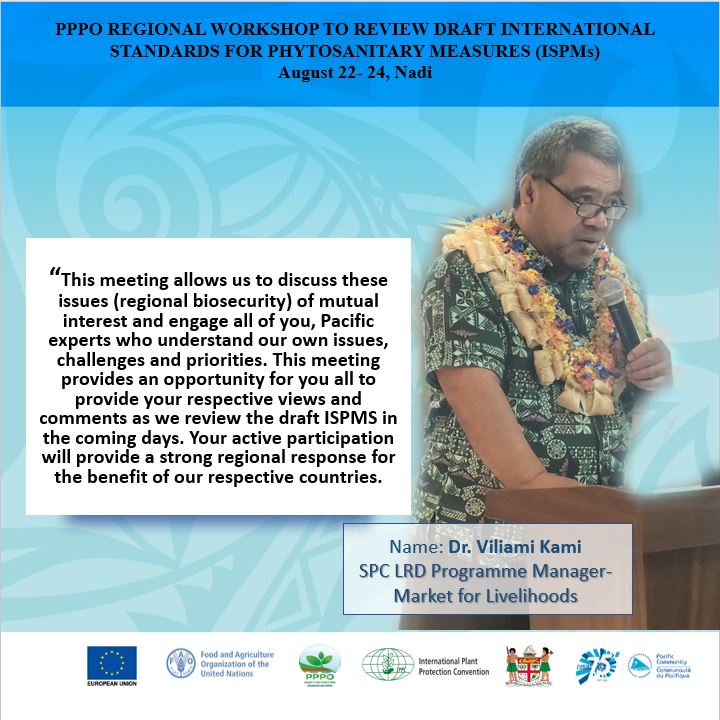 spc_live's tweet photo. Happening NOW! The Regional Workshop to Review Draft ISPMs is underway in Nadi from Aug 22- 24 bringing together biosecurity and plant quarantine experts from across the #Pacific @ippcnews #PPPO @FAOPacific
@EUPasifika #SAFEPacific on #PlantHealth Innovation for #FoodSecurity https://t.co/p8lL791NQ2