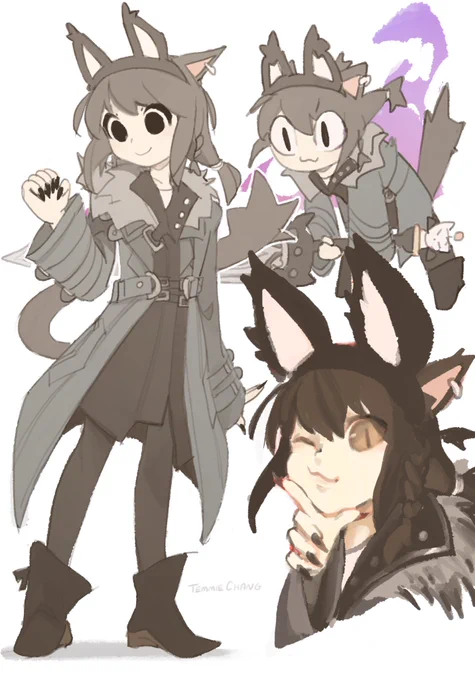 new outfit!! (miqo'tem draw) 
