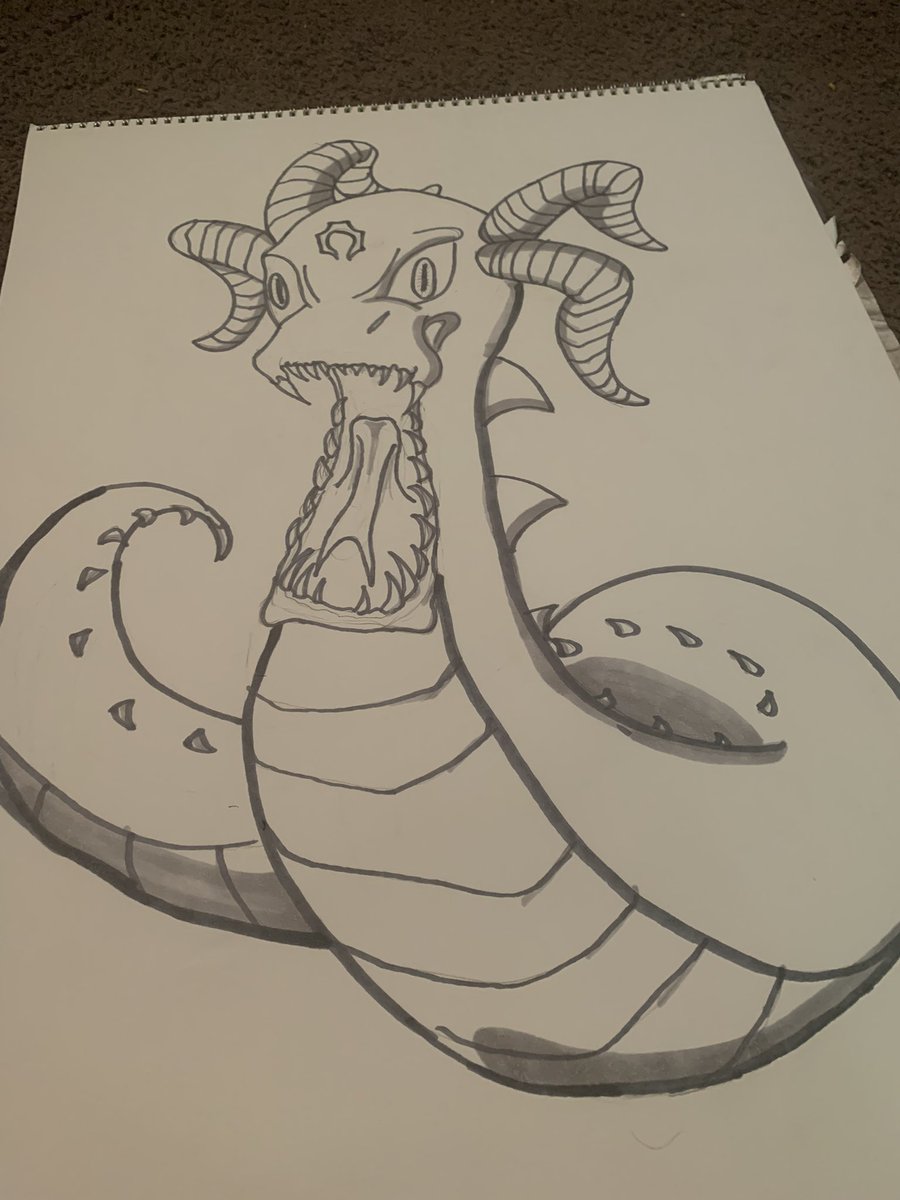 Myra_S90's tweet photo. My evil version of dratini #art #creative #pokemon #mixedmedia #fun #hireme #conceptart #hobby #moretocome  it’s almost done just needs some finishing touches the. Off to the next idea https://t.co/4ltJUR3Gvk