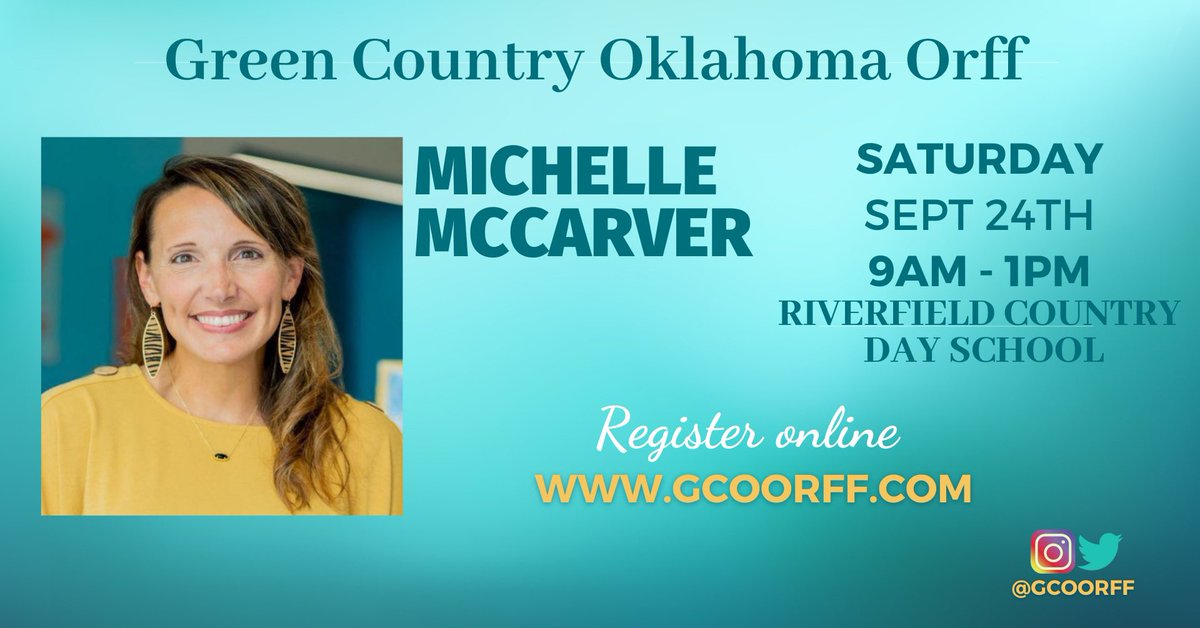 We are so excited to have our very own Michelle McCarver presenting at our fall workshop! You can register on our website gcoorff.com and click on workshops. #orffschulwerk #singsaydanceplay #musiced