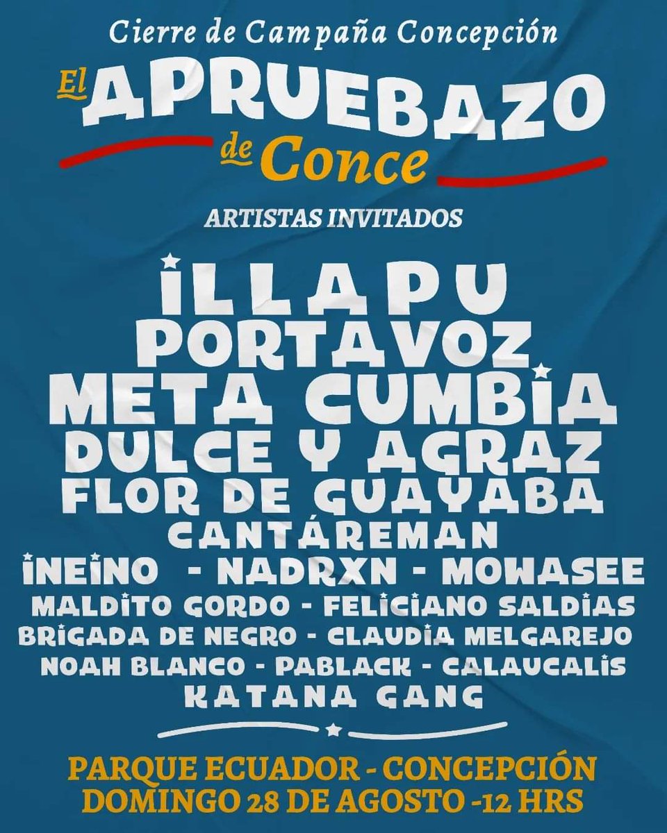 ¡Temporada de cierres y comenzamos con el #Apruebazo del Parque Ecuador en #Concepción! 🤗

¡Vayan en familia, con sus amig@s, vecin@s! Vamos a compartir y llenar de alegría y esperanza nuestra ciudad 🌿