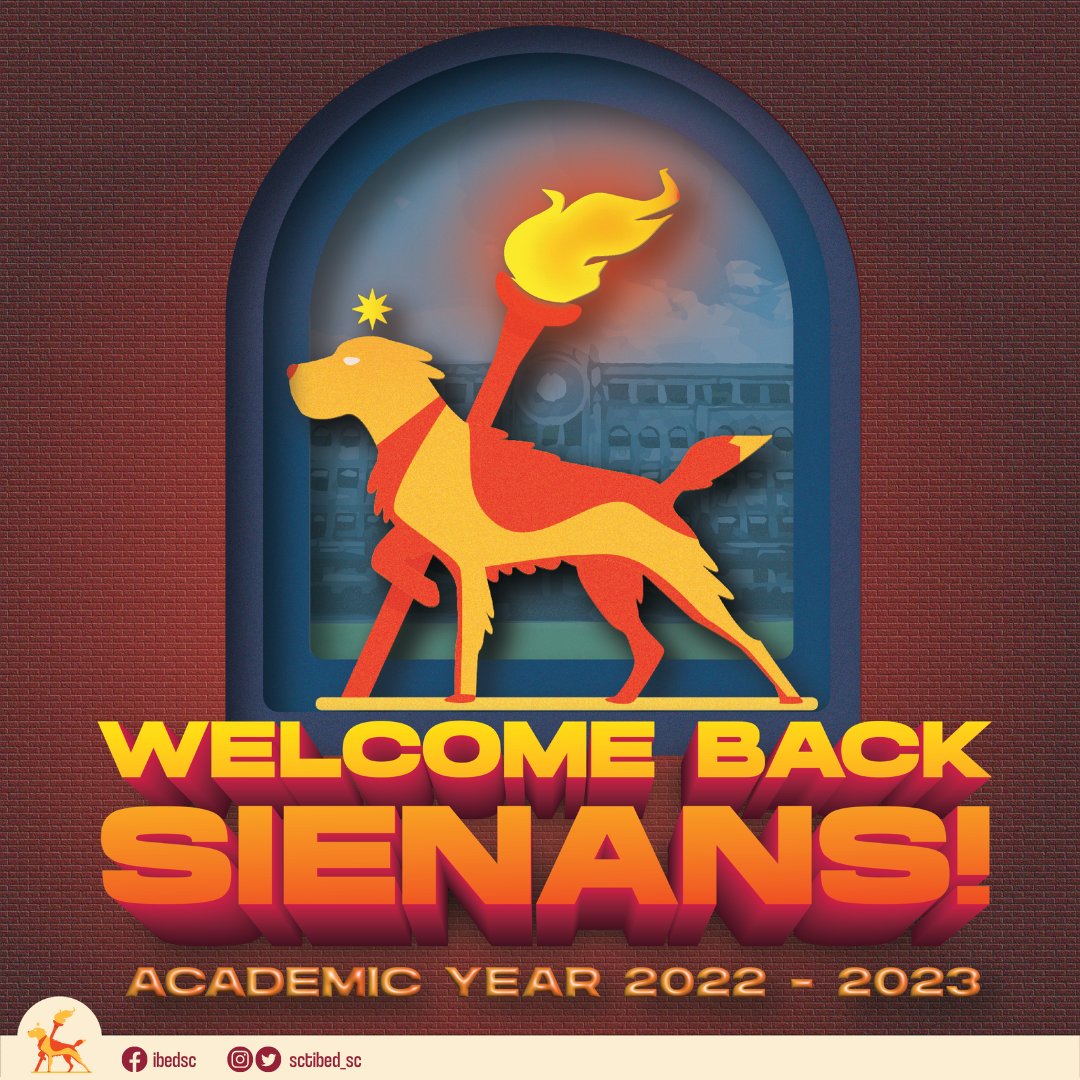 sctibed_sc's tweet photo. What's up Sienans? We're back at it again. HAPPY 1ST DAY OF CLASSES!

Welcome to School year 2022-2023! Lovelots <3 https://t.co/7hZftoYKdZ