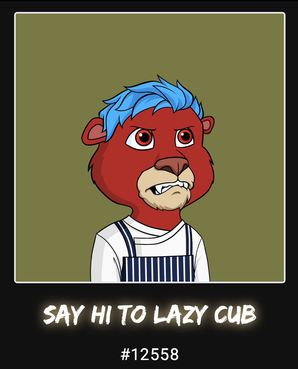 allthenfts's tweet photo. After a lengthy custody battle with his mother, welcome home 558 Jr!  @LazyLionsNFT #LazyCubs 

Will create a parental controlled twitter account for him soon. #LFR https://t.co/XkeNmoblaM