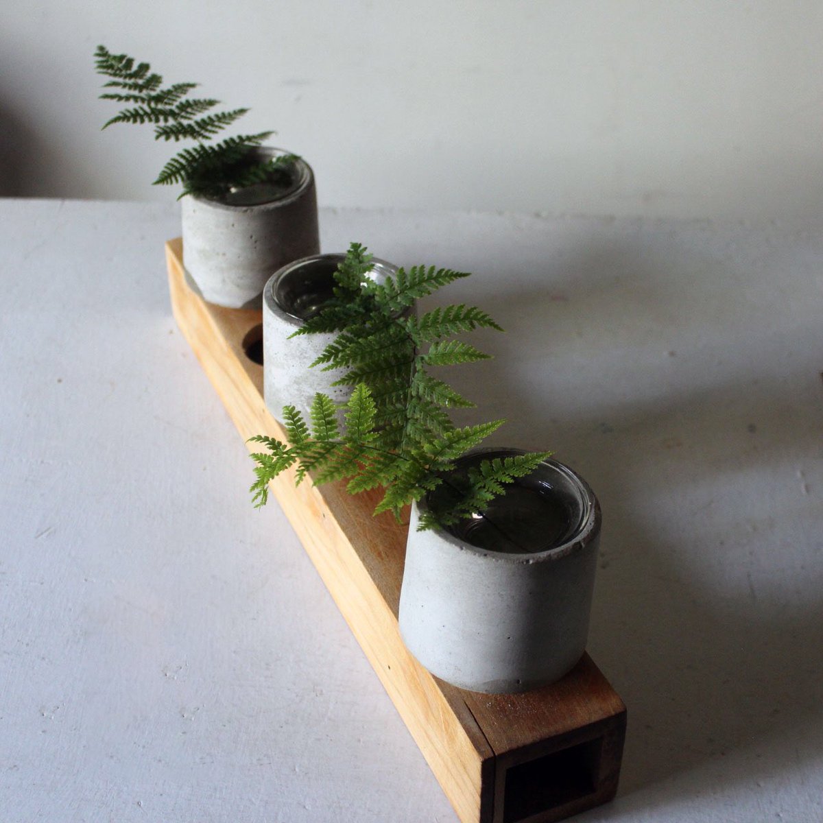 suebergville's tweet photo. Decorative planter of wood, concrete and glass. I love making practical objects as well as art. This is clean and sharp based on #modernism houseware designs from the 50’s. #designthing #woodworking #homedecor #plants #interiordesign #maker https://t.co/xNG34r6F0E