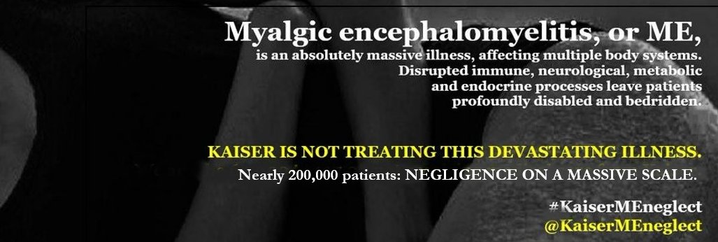 KaiserMEneglect's tweet photo. .
There are nearly 200,000 ME/CFS + Long-COVID DISABLED, severely ill Kaiser patients.

Kaiser physicians intentionally and routinely refuse to treat them, dismissing the severity of their #MECFS illness.

This is negligence on a massive scale.

@KaiserMEneglect 
#KaiserMEneglect https://t.co/IXfQp7JKDo