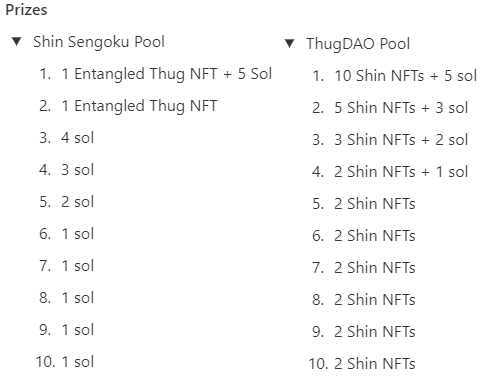 We are speaking with <a href="/shinsengokuNFT/">Shin Sengoku NFT</a> team tomorrow on the crossover event with <a href="/thugDAO/">thugDAO | Stake w/ Jito+ThugDAO validator</a> . Many prizes to won.. come join us

x.com/i/spaces/1ypKd…