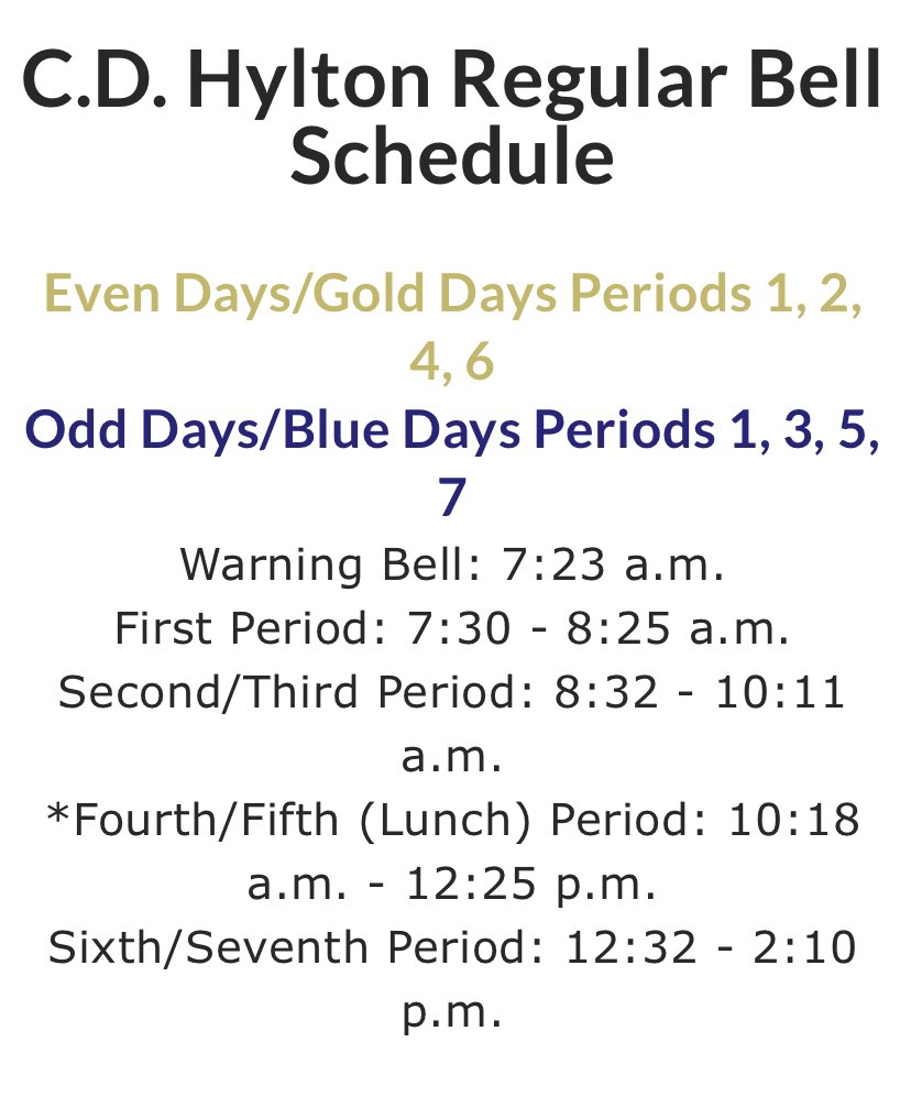 We cannot wait to see all of our students bright and early tomorrow morning!  Check your schedules on StudentVUE.  Tomorrow will be an even day!