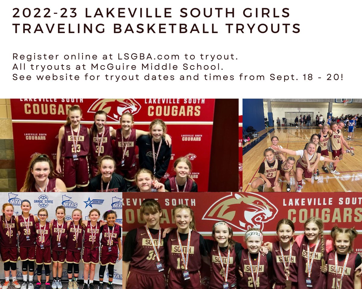 It's almost time for girls traveling basketball tryouts! All incoming 3rd through 8th grade players interested should register online for tryouts. See tryout schedule and register at LSGBA.com #StrongerTogether