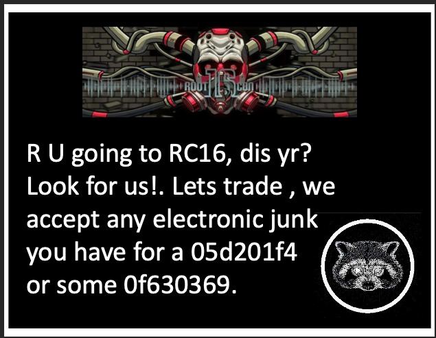 TrashPandaColl1's tweet photo. #trsshpanda
#rc16
#rootcon https://t.co/T96PSF1FJO