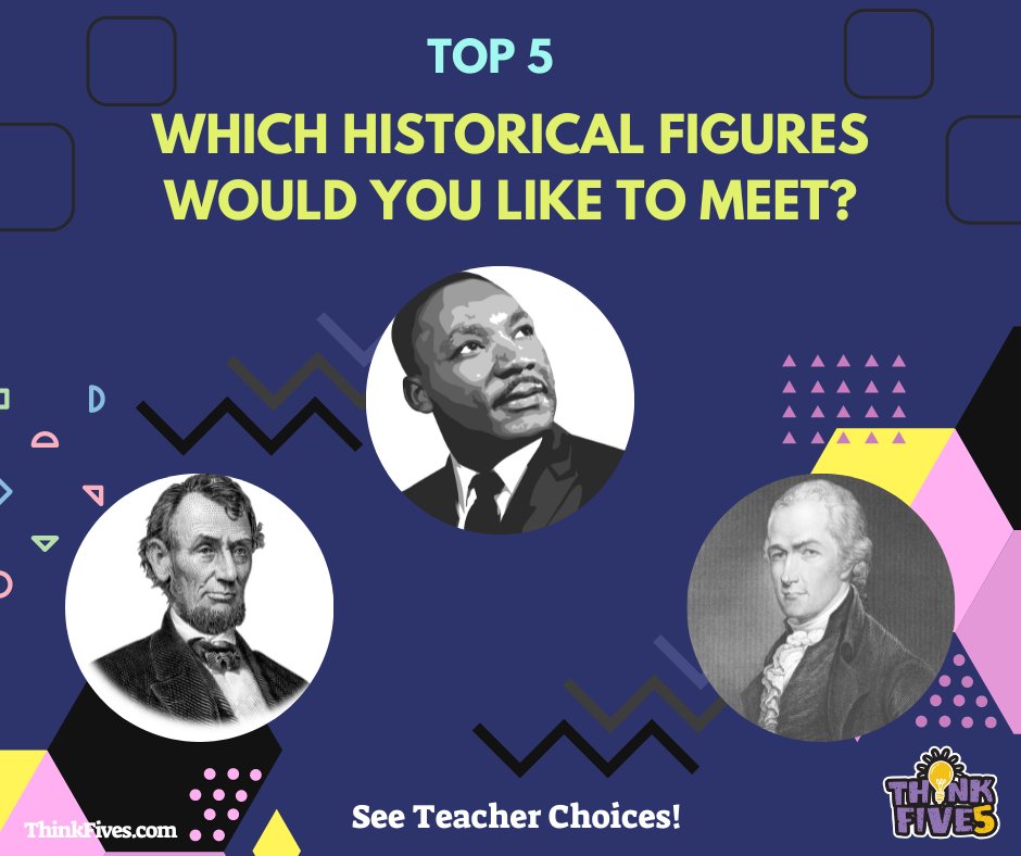 ThinkFives's tweet photo. Which #historicalfigures would you like to #meet? #ThinkFives asked hundreds of teachers this question. These are the historical figures most admired by teachers.
Any of these makes your list? Let us know your thoughts below!
https://t.co/DTZoAI2ohW https://t.co/0qJtMHBmJl