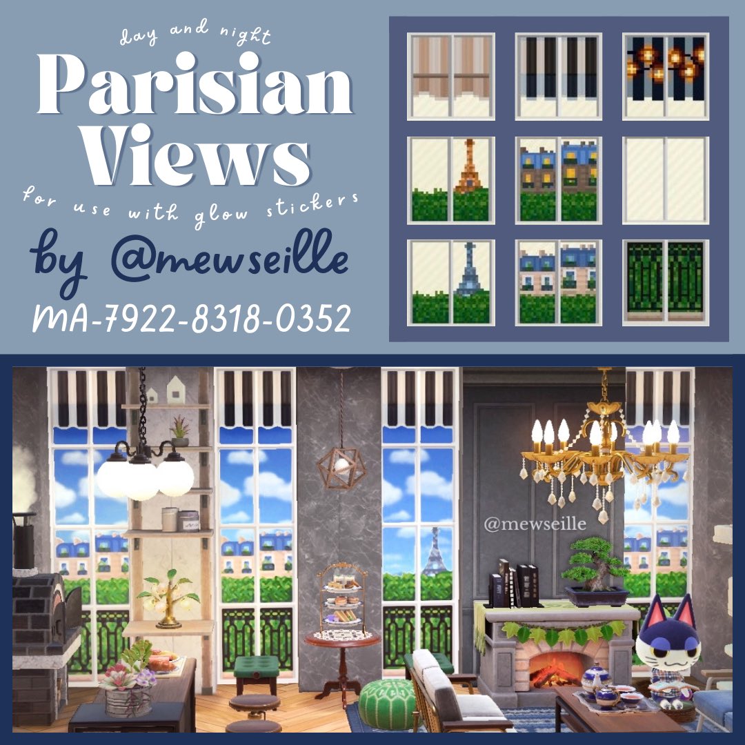 mewseille's tweet photo. new designs! 9 glow sticker designs for beautiful parisian views! 💙
mix &amp; match:
• white window panes
• iron balcony
• trees &amp; buildings view (day &amp; night)
• trees &amp; eiffel tower view (day &amp; night)
• light neutral awning
• classic b&amp;w awning
• trendy string lights awning https://t.co/xoKINwhKwo
